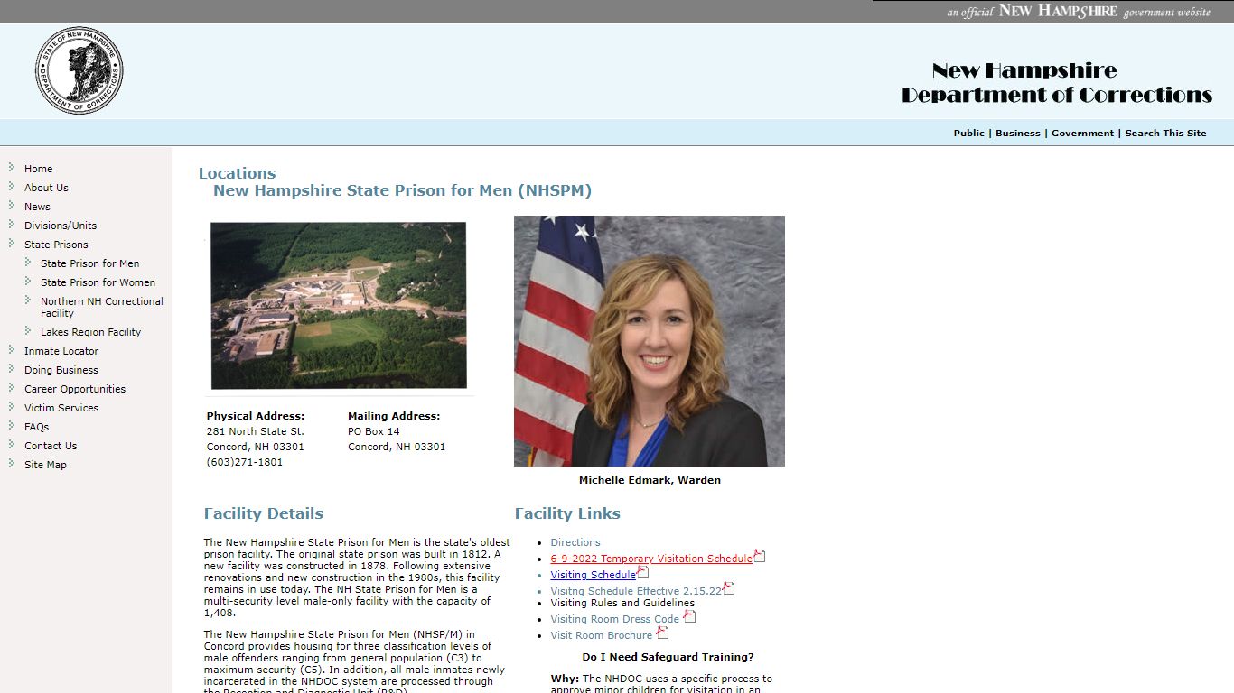State Prison for Men, New Hampshire Department of Corrections